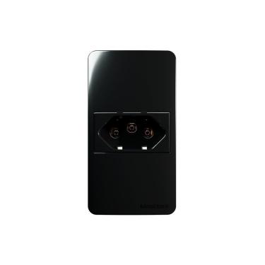 Imagem de Placa Para Condulete Caixa 3/4" Com Tomada Margirius Sleek 2p+t 20a Preto Ebony Preto