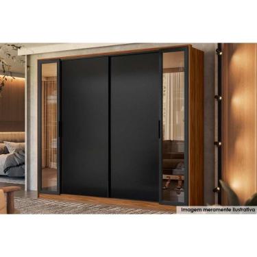 Imagem de Guarda Roupa 4 Portas De Correr (2 C/ Vidros Reflecta) E 4 Gavetas Laredo Flex Nogueira/nogueira Ou Preto - Demóbile
