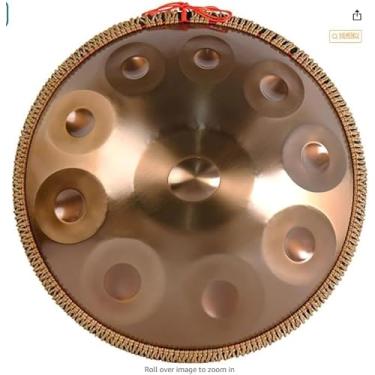 Imagem de Instrumento de tambor Handpan em Re menor tambor de mão de aço de 22 polegadas, pão de mão de tambor de aço de 432 Hz, com saco, tripé de tambor, para produção de áudio P