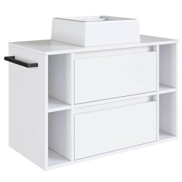 Imagem de Gabinete Para Banheiro 01 Porta 01 Gaveta 80cm Branco Proddy