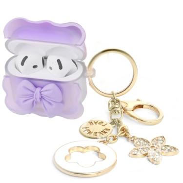 Imagem de Capas Bow para Airpods iPods 4, capa feminina, fofa, 3D, AirPods 4 geração, capas protativas transparentes para iPods 4ª geração com chaveiro, compatível com airpod de 4 gerações iPod 4 Cas 2024