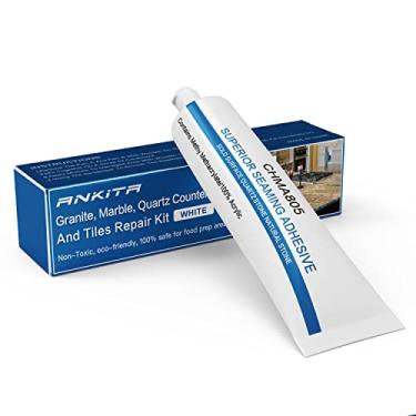 Imagem de Kit de reparo de lascas de bancada de quartzo (branco), reparo de mármore e granito para consertar cortes, lascas, arranhões em granito, mármore, porcelana, coriano, travertino, quartzo, acrílico e