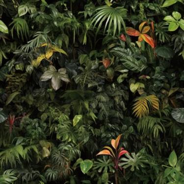Imagem de iPaste Papel de parede de 44,5 cm x 203,2 cm, papel de parede de selva de plantas tropicais para paredes de sala de estar, autoadesivo removível
