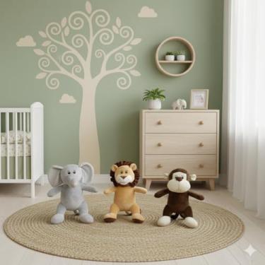 Imagem de Escolha Seu Trio De Pelúcias Safari Animais Dia Das Crianças Natal Bebê Baby Presente Festa Antialérgico Kwaii Festa Brinquedo Menina Menino Tematico Pré Definido (Elefante Leão Macaco, 25cm, 3)