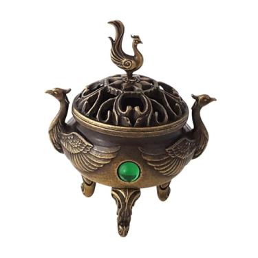 Imagem de Bothyi Enfeite de mesa com queimador de incenso, peça central de mesa vintage, suporte para cone de incenso para decoração de meditação na sala de estar, Fénix