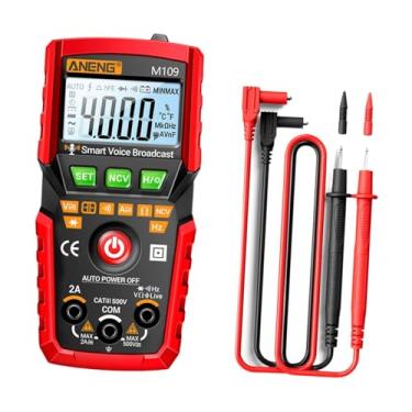 Imagem de oshhni Multímetro elétrico Testador elétrico Ferramentas M109 Testador multi-portátil prático para tomadas automotivas domésticas, Vermelho