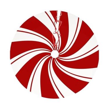 Imagem de MotiveTech Saia de árvore de Natal de 47 Polegadas, Enfeite de Natal para Sala de Estar, Peça Central Rústica para Ambientes Internos, Ano Novo, Vermelho, Tamanho real