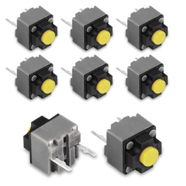 Imagem de RUNJRX 6 peças Kailh Silent Mouse Micro Switch 6 * 6 * 7,3 mm Botão mudo industrial interruptor quadrado 20 milhões de cliques (amarelo GMS7.0)