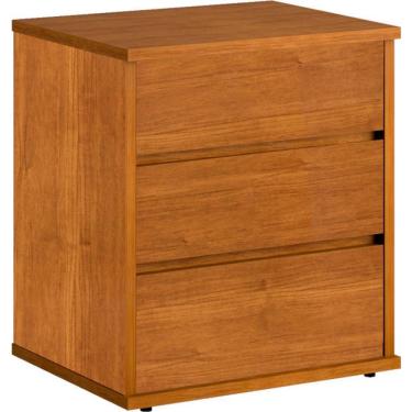 Imagem de Mesa de Cabeceira 3 gavetas telescópicas MDF - Grécia-Nature - Bianchi Móveis