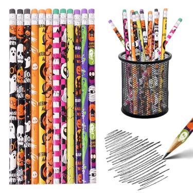 Imagem de 24 lápis de Halloween, lápis fantasma de abóbora fofo com borracha, lápis coloridos variados, lápis de madeira para lembrancinhas de festa de Halloween, material escolar, recompensas, atividades
