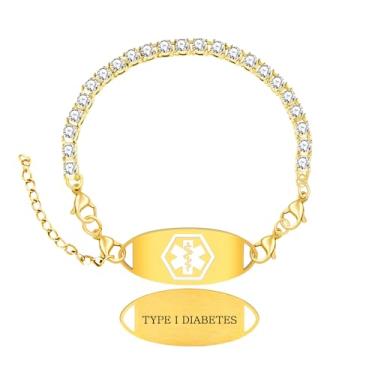 Imagem de Zircobic Pulseira ajustável com etiqueta ICE gravada | Pulseira unissex de identificação médica para uso diário | Joias de alerta de saúde de ajuste confortável | Identificação de emergência para