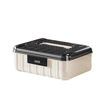 Imagem de KiBcsLic Caixa organizadora de garagem com fechadura, empilhável, portátil, organizadora de documentos diversos para dormitório escolar e cozinha, 30.5 X 24 X 11.8 Cm