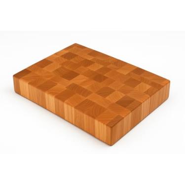 Imagem de Tábua de cortar bloco de açougueiro de cereja com ponta de cereja, bloco de corte profissional de cozinha, madeira, grande