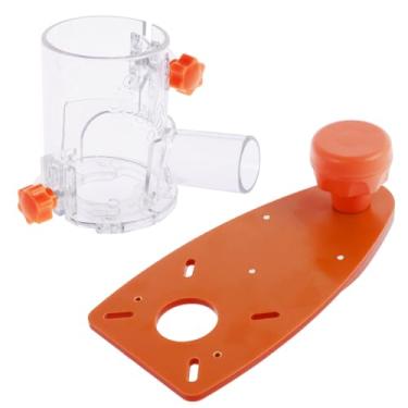 Imagem de LZVXTYM Máquina de aparar, corte circular, aparador ajustável, placa de círculo, fresadora, fresadora, madeira, corte circular, gabarito, placa de máquina de aparar, gabarito com capa contra poeira