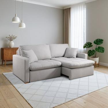 Imagem de Sofá Retrátil e Reclinável 220cm com Almofadas Decorativas Liv Espresso Móveis Cinza