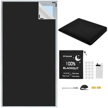 Imagem de Cortinas blackout fixadas em 300 x 145 cm, cortina blackout portátil para janela, fácil de instalar, sem perfuração, cortina temporária para berçário, quarto, dormitório, viagem, uso