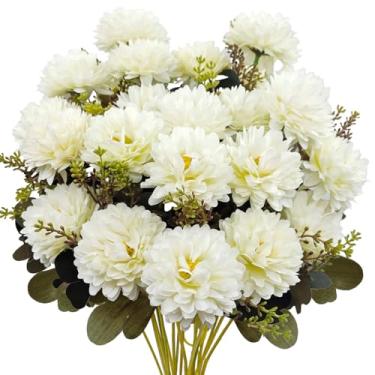 Imagem de Guagb Flores de outono para mães artificiais, 2 peças, 18 cabeças, crisântemos de seda, falsas, buquês florais, arranjos para decoração de casa, ambientes internos e externos, varanda casamento e