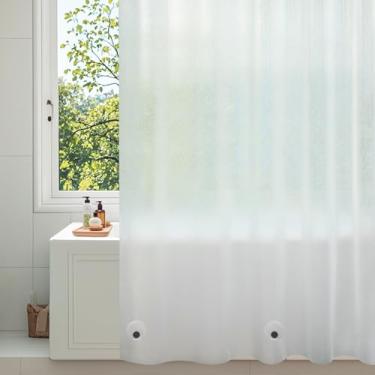 Imagem de Seenus Forro de cortina de chuveiro fosco à prova d'água extralongo 182 x 203 cm, forro de chuveiro EVA livre de BPA com 3 ímãs extragrande, cortina de chuveiro de plástico de seda 3D alta translúcida