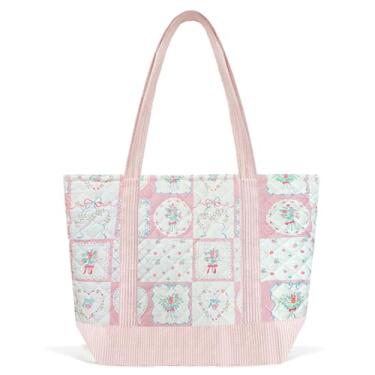 Imagem de Sunwel Fashion Bolsa feminina acolchoada floral grande com zíper para trabalho, viagem, academia, compras, Bagas