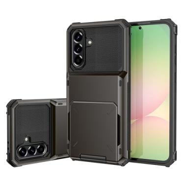 Imagem de SORAKA Capa para Samsung Galaxy A56 5G com suporte para cartão PC TPU 2 em 1 capa bumper de camada dupla à prova de choque pode conter 5 cartões cinza