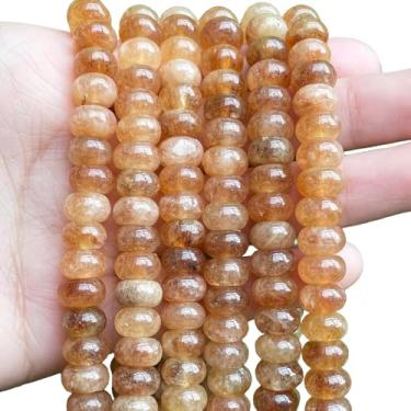 Imagem de Songxi Contas Rondelle de pedra de cristal amarelo natural de 5 x 8 mm, espaçador de 75 peças, contas de ábaco redondas soltas para fabricação de joias, pedras preciosas para colar, brincos, artes e
