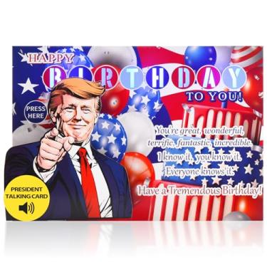 Imagem de Cartão de aniversário falante com voz real e luz do presidente, cartões engraçados de feliz aniversário para mulheres e homens, cartões de aniversário musicais com tema presidencial presentes para