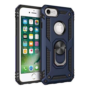 Imagem de SORAKA Capa para iPhone SE 2022/2020 com suporte de anel capa armadura capa para iPhone 8 capa para iPhone 7 capa traseira de policarbonato rígido com placa de metal para telefone magnético suporte de