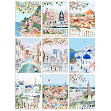 Imagem de 9 pacotes de tinta por números para adultos, kits de pintura a óleo acrílica DIY por números em tela, kits de pintura por números para adultos, pintura de desenho para decoração de casa, presente