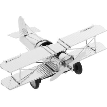 Imagem de Cabilock Modelo de avião de ferro vintage, ornamento de avião de metal retrô para decoração de casa, modelo de aeronave decorativo exclusivo, 15 x 12 x 5 cm, prata