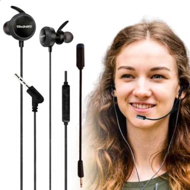 Imagem de Fone De Ouvido Gamer In-ear Com Microfone Flexível Ajustável Removível L26 Preto Aula Online Ead Compatível Com Celular Pc Console Notebook Jogos Online Musica Podcast