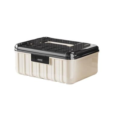 Imagem de KiBcsLic Caixa organizadora de garagem com fechadura, empilhável, portátil, organizadora de documentos diversos para dormitório escolar e cozinha, 36.2 X 28.5 X 15.8