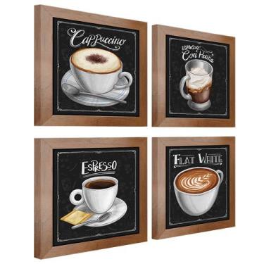 Imagem de Quadro Decorativo Café Expresso Padaria Cozinha 20x20cm 4 un - Arte na