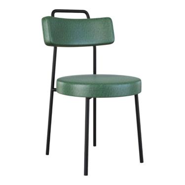 Imagem de Cadeira Sala de Jantar Kobe Estofada com Encosto Couríssimo Verde - Desk Design