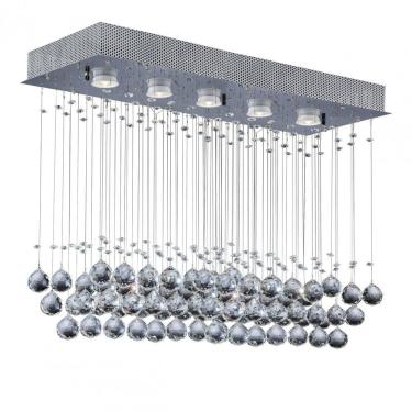 Imagem de Plafon Sobrepor de Cristais Retangular Ball 5 Lâmpadas Bronzearte Transparente