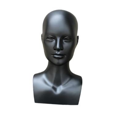 Imagem de harayaa Suporte de exibição de cabeça de manequim masculino, acessórios de beleza, exibição de cabeça de manequim adulto, suporte de de peruca para colar e, Preto Fosco