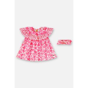 Imagem de Vestido e Faixa em Algodão Bebê Up Baby, Rosa, 1