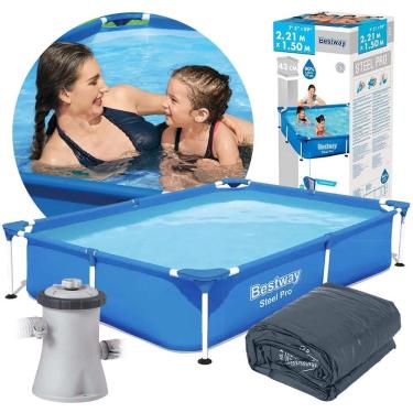 Imagem de Piscina Estrutural Infantil 1.200 Litros Splash Juniors com Capa e Bomba Bestway 110V