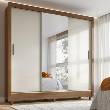 Imagem de Guarda-Roupa Casal 3 Portas de Corre Com Espelho França Santos Andirá