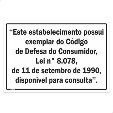 Imagem de Placa Lei Código De Defesa Do Consumidor 30x20cm Branco - SPORTINOX