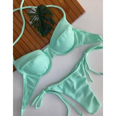 Imagem de Conjunto de Biquini Meia Taça Com Bojo Removivel e Calcinha de Amarrar