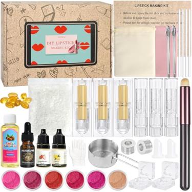 Imagem de JUYRLE Kit Para Fazer Batom - 47 Peças Diy Conjunto De Batom De Veludo Fosco, Kit De Brilho Labial, Faça Seu Próprio Kit De Tinta Para Lábios Com Cera De Abelha, Kit De Presente De Maquiagem Para Lá