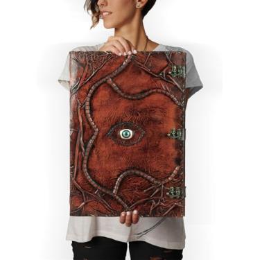 Imagem de TUZECH Cutomizable Hocus Pocus Livro de Feitiços Diário de Couro Terceiro Olho Deckle Edge Papel Grimório Diário Vintage Livro das Sombras Sete Chacras Antigo Feitiço Fecho Caderno de Feitiços