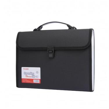 Imagem de Bolsa de documentos A4 Bolsa de armazenamento portátil com 13 bolsos, bolsa de arquivo de papel de teste, pasta de arquivos, organizador de documentos, suporte de documentos (preto)