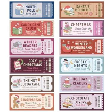 Imagem de Laffact Marcadores de livro de Natal – 120 peças de rastreador de leitura estilo bilhete fofo de inverno, marcador de página projetado pelo Papai Noel, acessório para leitores, presentes para amantes