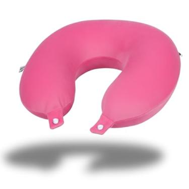 Imagem de Travesseiro Para Viagem Almofada Nasa Almofada De Pescoço Com Botão, Almofada De Apoio Anatômica Para Avião, Carro E Ônibus, Descanso Confortável, Portátil E Macio (Sortida entre Rosa ou Roxo)