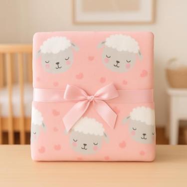 Imagem de Cobertor bebe menina rosa OVELHINHA, acabamento Premium, antialergico, ideal para berço, carrinho, saida maternidade, toque macio, fácil de lavar. Tamanho 110X90cm