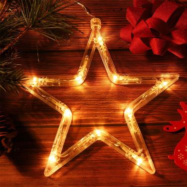 Imagem de 10 Luzes Da Janela Estrela Decoração Da Janela Do Feriado Luzes Da Janela De Natal Luz Led Pendente Luzes De Janela Penduradas Luz Das Estrelas Fada Sucção Branco Luzes De Corda