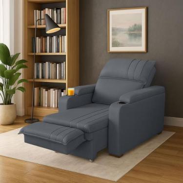 Imagem de Poltrona Srj Papai Retrátil Reclinável Veludo Porta Copos - SRJ MÓVEIS