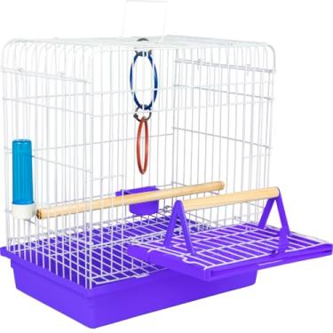 Imagem de Gaiola Calopsita Slim com Poleiros e Bandeja Removível, Kit Completo, Briquedo, Comedouro e Bebedouro