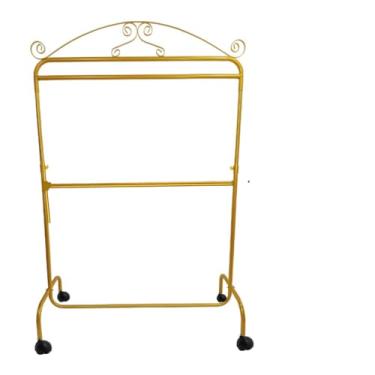 Imagem de Arara Dupla Vintage Com Rodinhas 100cm Para equipar sua loja ou seu closet (DOURADA)